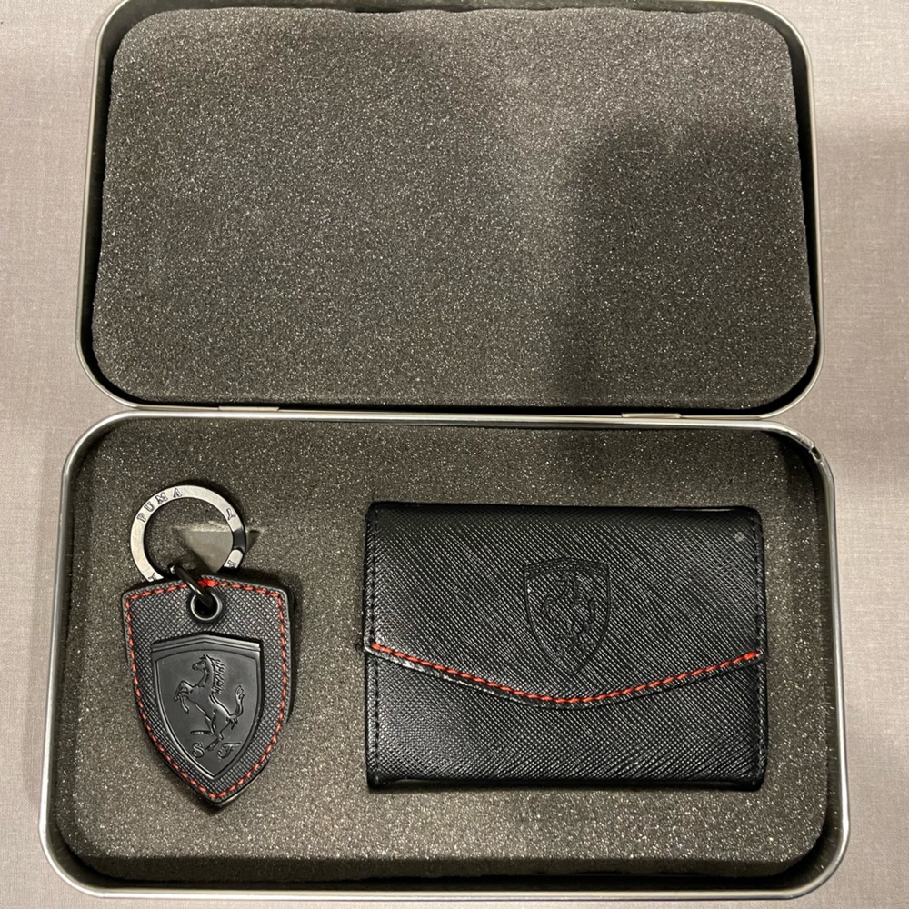 Genuine Ferrari x Puma keychain and card holder set